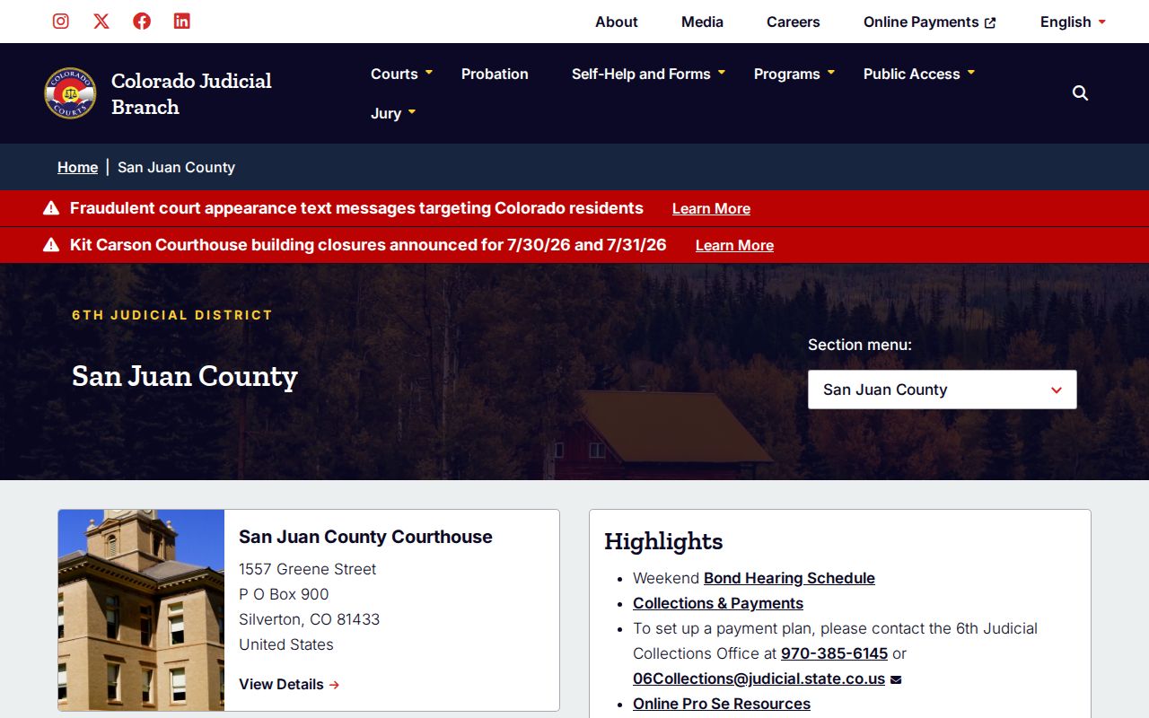 San Juan County trial court page used for release-order verification