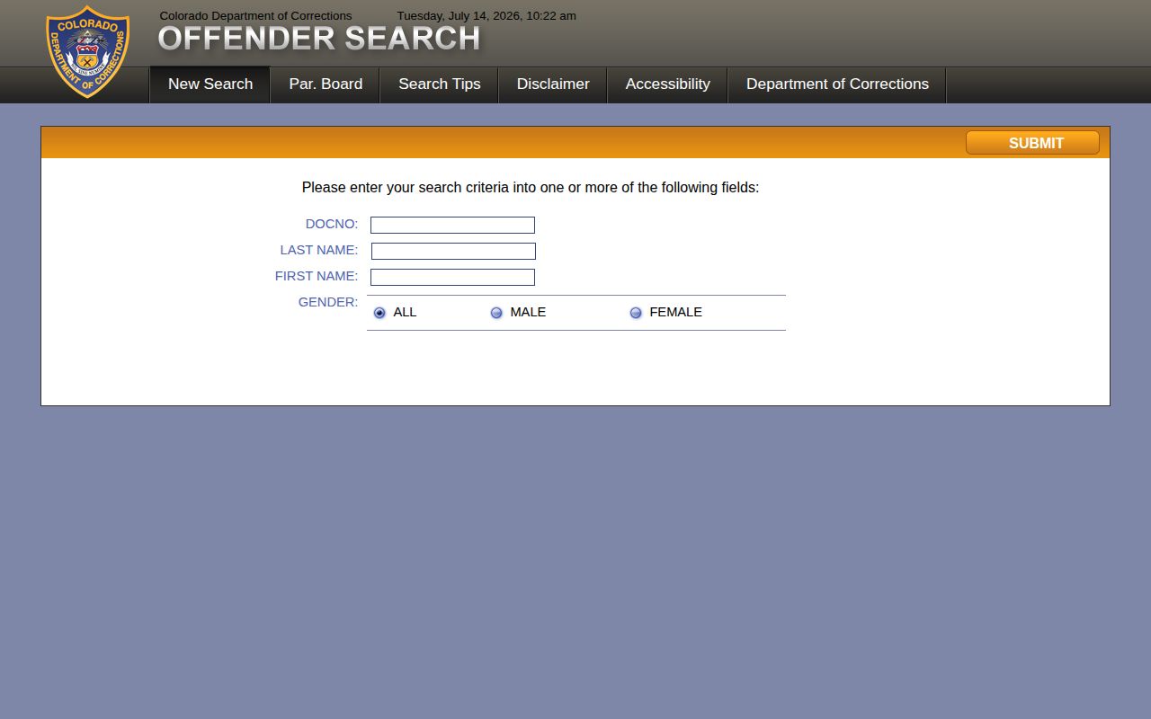 San Juan County released inmates CDOC offender search form